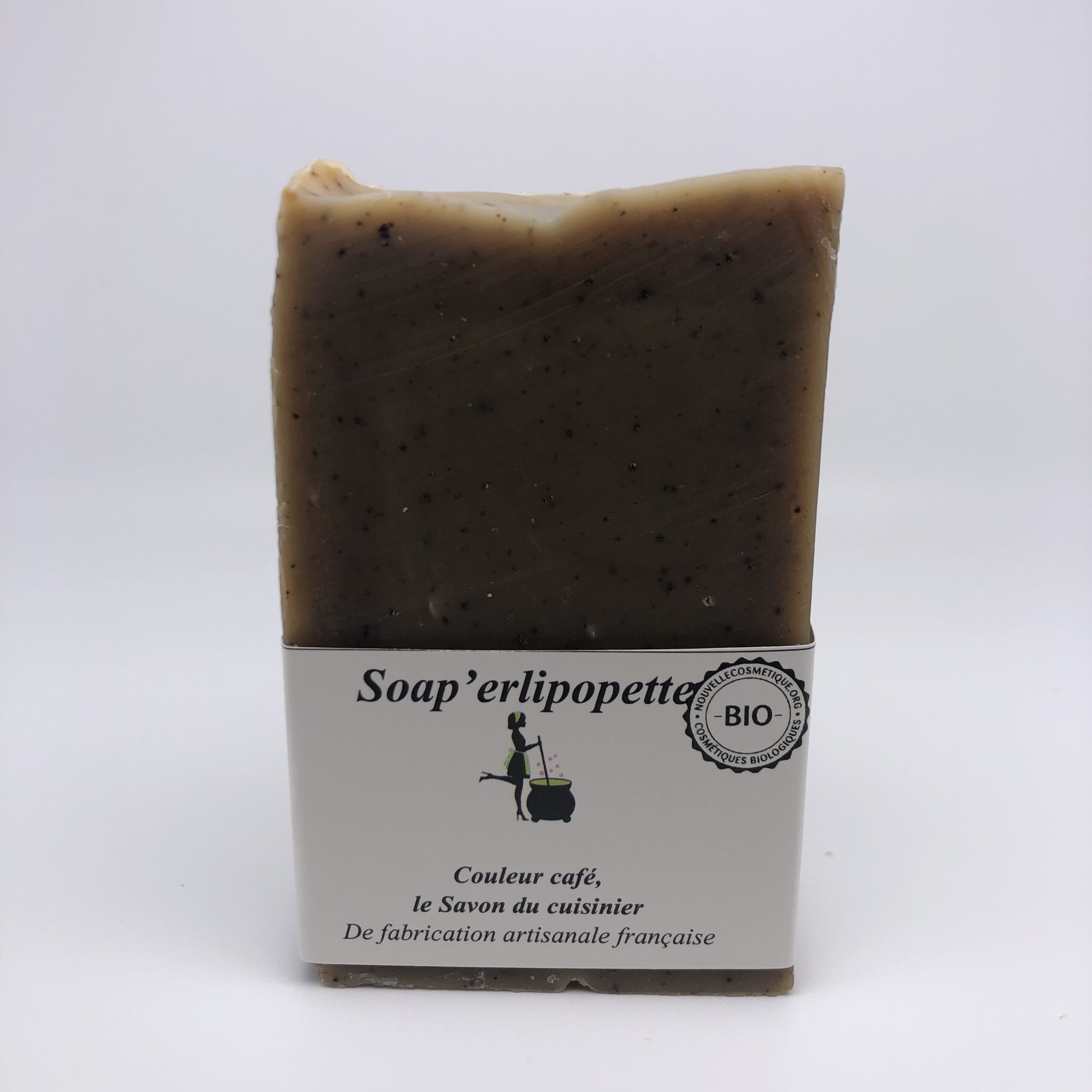 Savon exfoliant Soap'erlipopette couleur café savon du cuisinier au café pour les mains bio