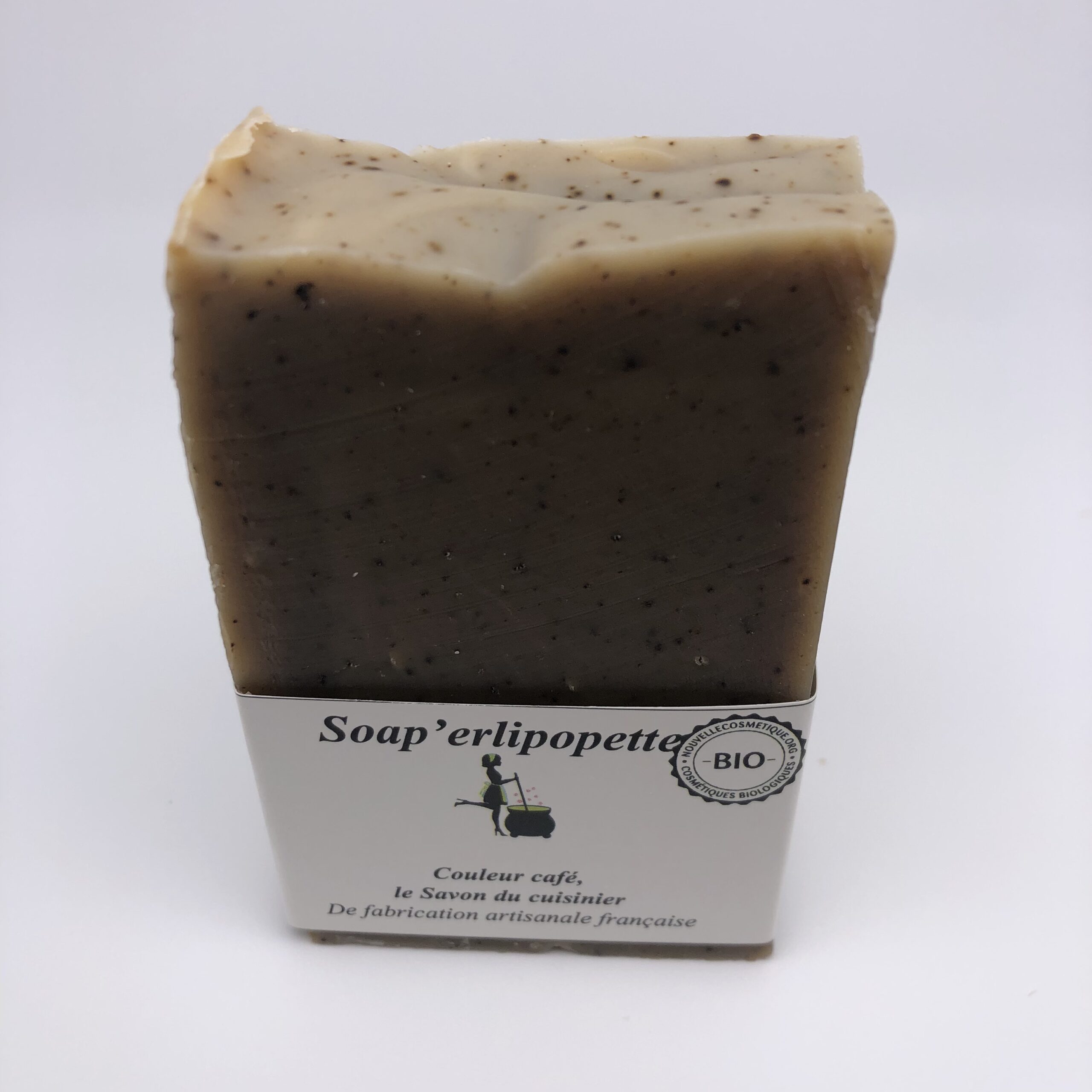 Savon exfoliant Soap'erlipopette couleur café savon du cuisinier au café pour les mains bio